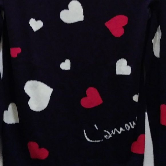 SOLD SOLD SOLD SOLD Talbots Blue Red White Hearts Sweater Size XS - Picture 5 of 16